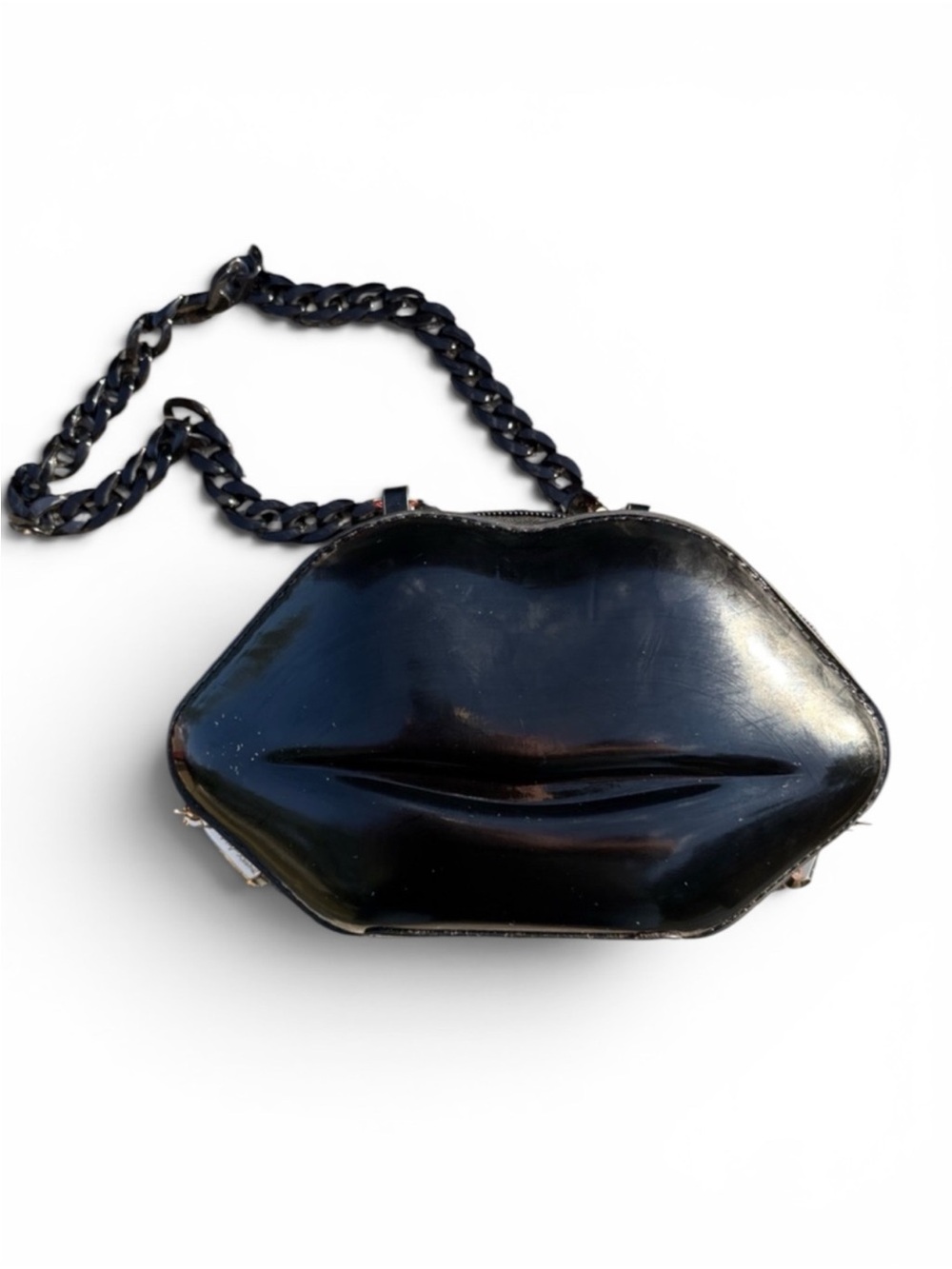 Betsey Johnson Black Lip-Shaped Crossbody Bag